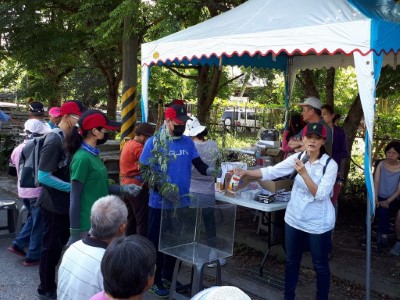 林區管理處同仁從外觀及葉形，以簡單易懂方式教導民眾辨識，並呼龥 穿著長袖衣物，戴上手套及口罩等，做好自身防護措施 (2)